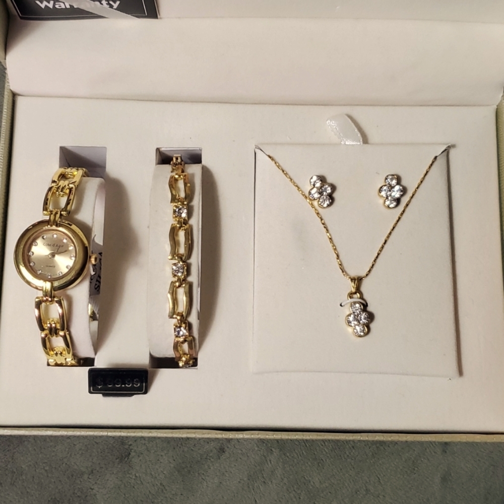 Lovely Cote d' Azur jewelry gift set watch/bracelet/earrings/ necklace NWT
